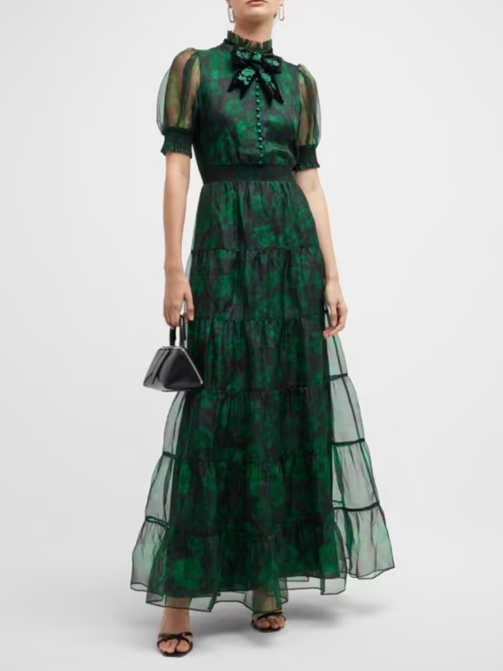 Alice & Olivia Coletta Maxi Dress in Dream Floral Emerald